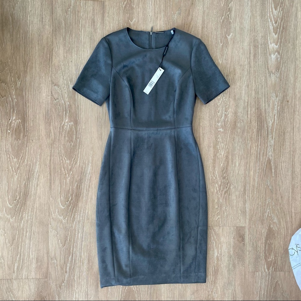 NWT Elie Tahari Emily Faux Suede Sheath Dress